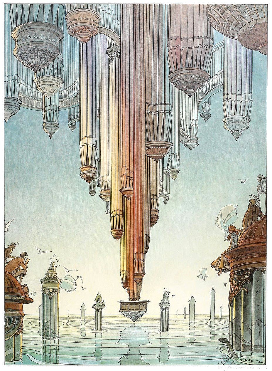 Strange floating city by François Schuiten